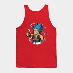 Cool Anime Superhero Warrior Gaming Mascot Parody Tank Top